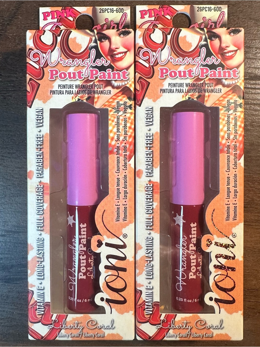 Ioni 2pc PINK COWGIRL Wrangler Pout Paint ~Liberty Coral~ Full Coverage BNIB